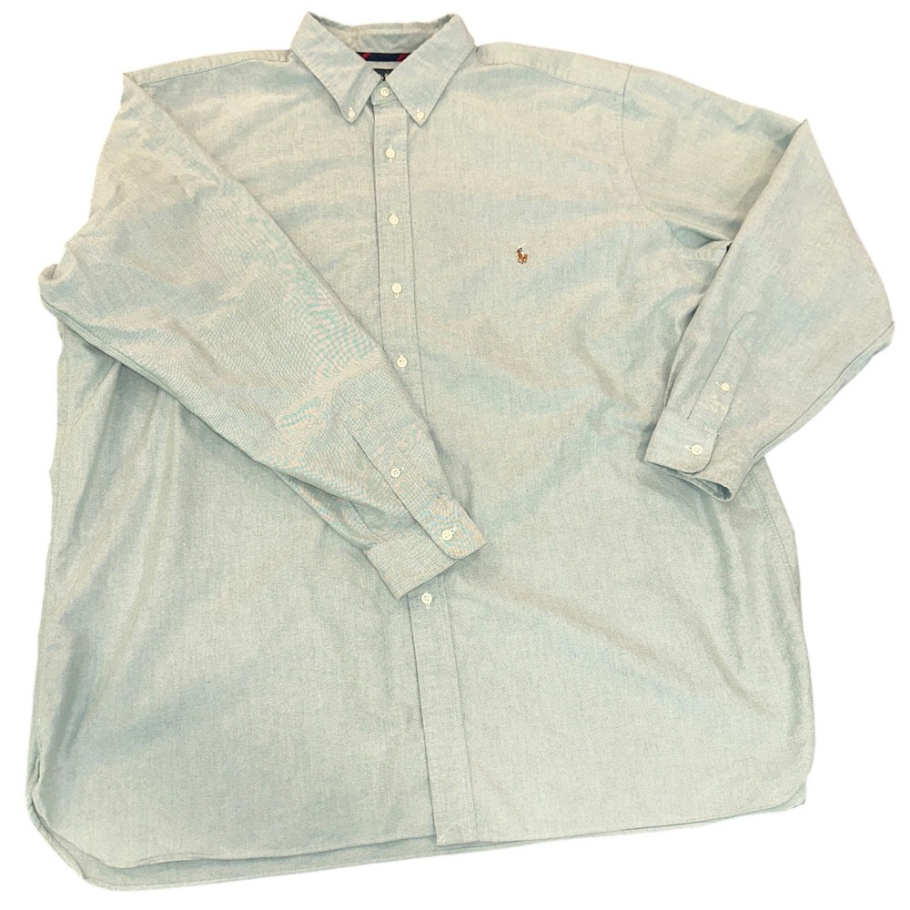 Ralph Lauren‎ Mens 4XL Light Green Oxford Button Down Shirt Classic Fit Flawed